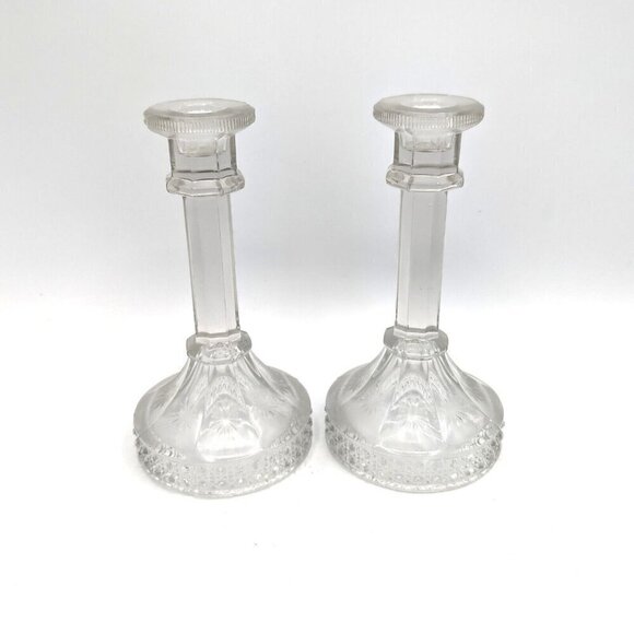 Antique IMPERIAL Glass AMELIA Pattern Tapered Candle Holders - Circa 1918-1924 - Picture 1 of 6